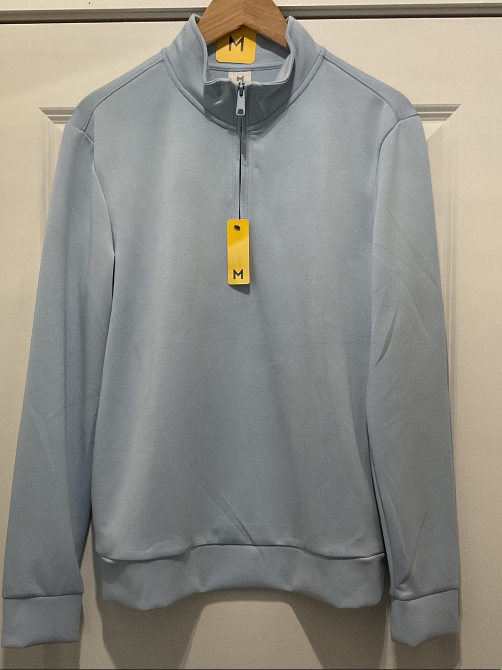 Members Mark Quarter-Zip Pullover Sandwash - Light Blue